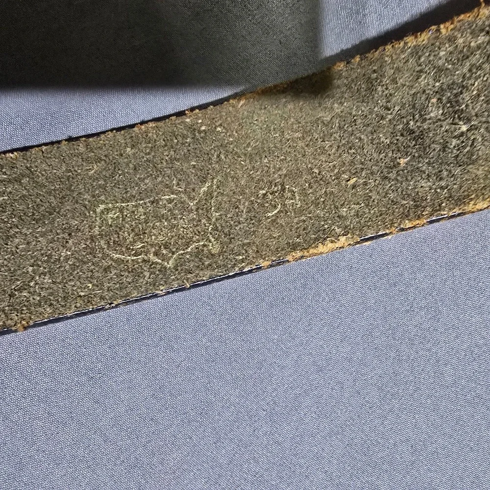Vintage Leather Belt Mens 34 Black Eagle Buffalo Native American USA